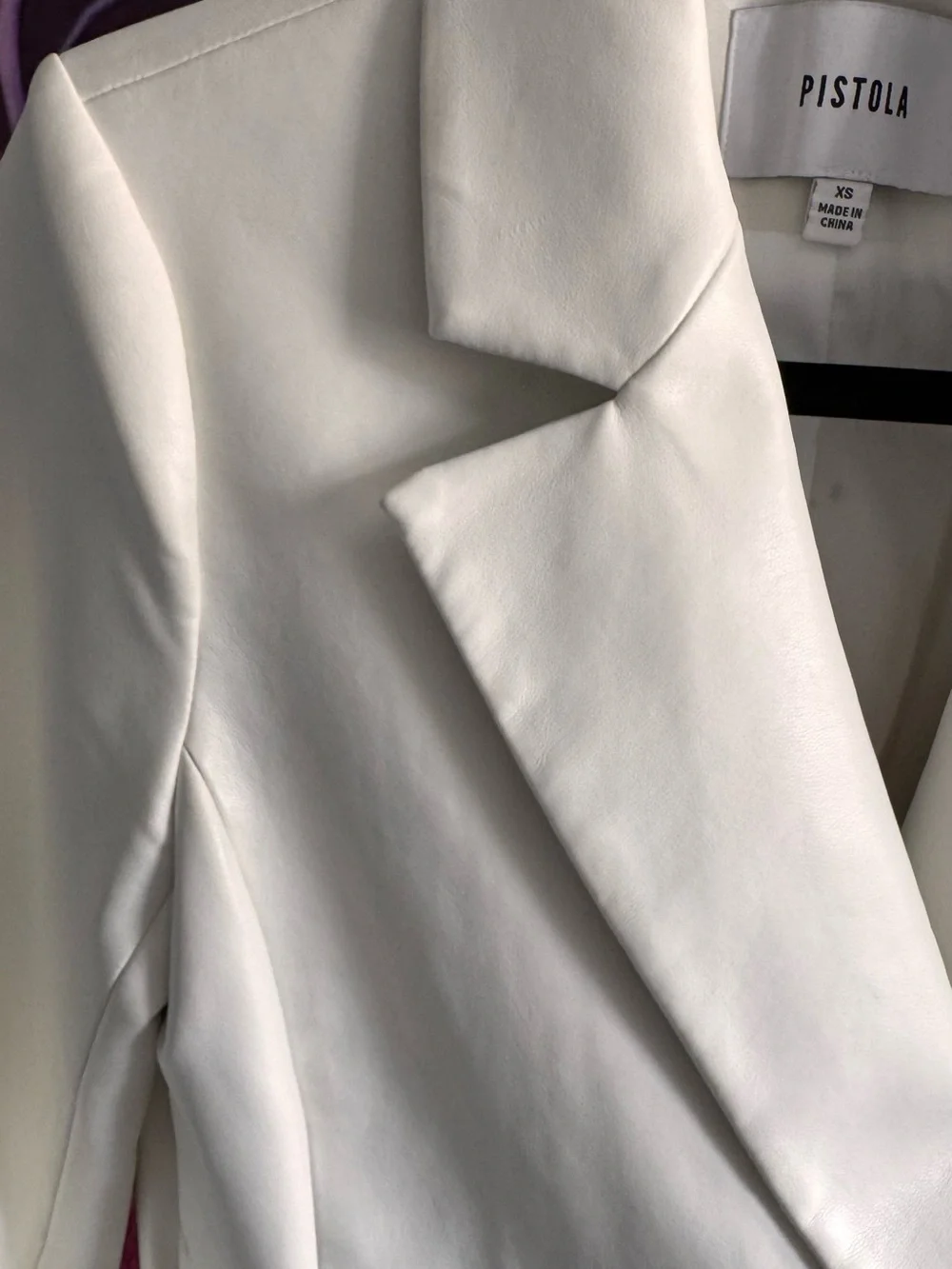 Pistola Joni Ivory Faux Leather Double-Breasted Blazer Size XS